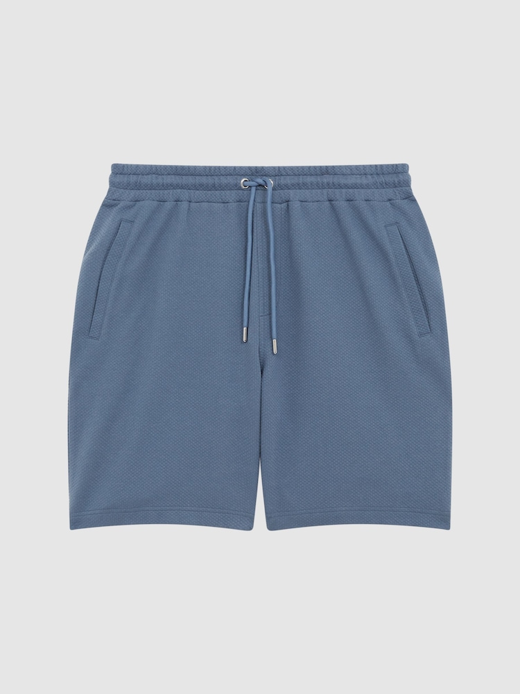 Reiss Airforce Blue Robin Textured Drawstring Shorts - Image 2 of 6