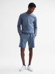 Reiss Airforce Blue Robin Textured Drawstring Shorts - Image 3 of 6