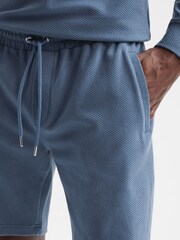 Reiss Airforce Blue Robin Textured Drawstring Shorts - Image 4 of 6