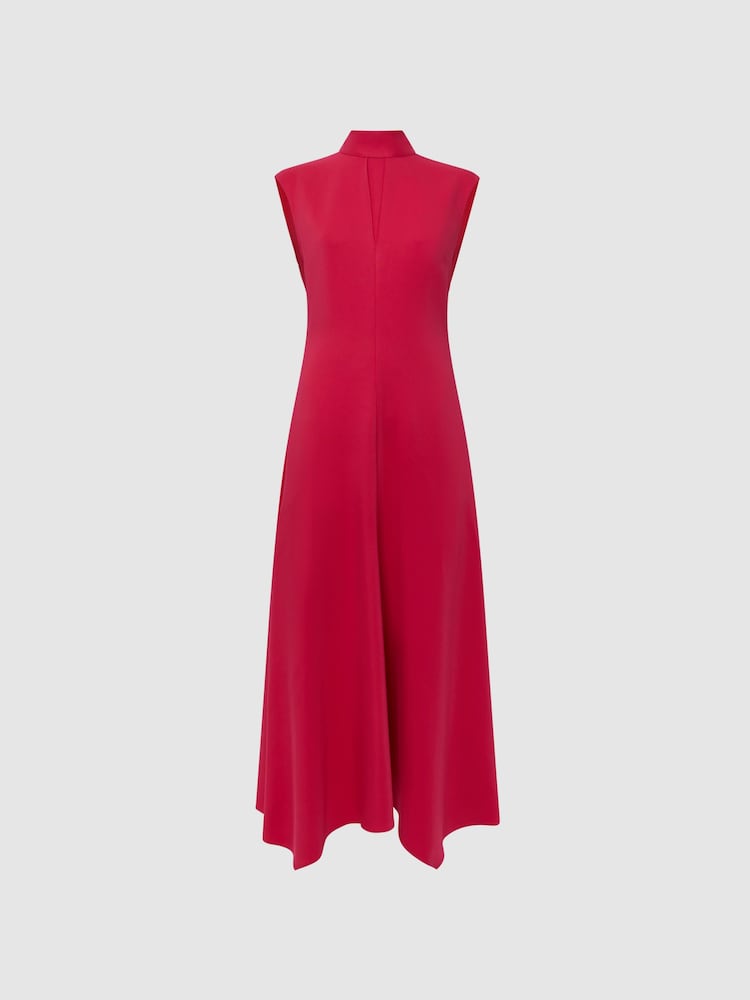 Reiss Bright Pink Livvy Petite Open Back Midi Dress - Image 2 of 8