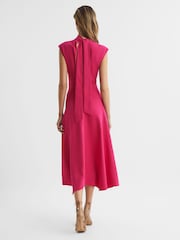 Reiss Bright Pink Livvy Petite Open Back Midi Dress - Image 5 of 8