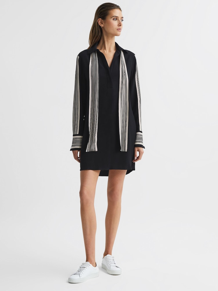 Reiss Black Ellie Side Stripe Mini Dress - Image 1 of 9