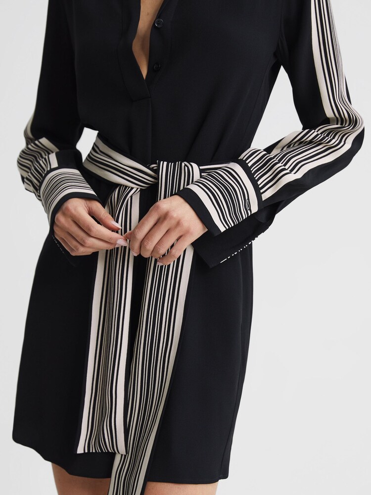 Reiss Black Ellie Side Stripe Mini Dress - Image 6 of 9