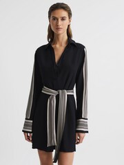 Reiss Black Ellie Side Stripe Mini Dress - Image 7 of 9