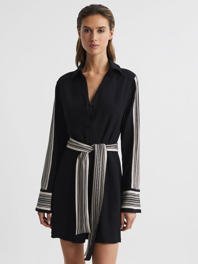 Reiss Black Ellie Side Stripe Mini Dress - Image 7 of 9