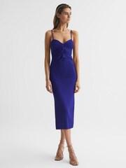 Reiss Purple Rhianna Knitted Bodycon Midi Dress - Image 1 of 7