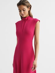 Reiss Bright Pink Livvy Open Back Midi Dress - Image 3 of 7