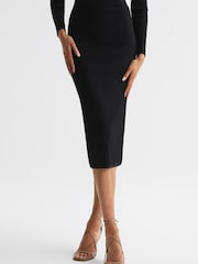 Reiss Black Iona Knitted Pencil Skirt Co-Ord - Image 1 of 5