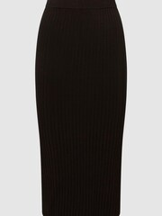 Reiss Black Iona Knitted Pencil Skirt Co-Ord - Image 2 of 5