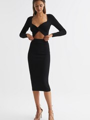 Reiss Black Iona Knitted Pencil Skirt Co-Ord - Image 3 of 5