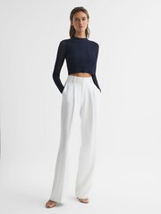 Reiss Navy Judy Long Sleeve Crochet Jumper - Image 3 of 5