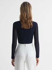 Reiss Navy Judy Long Sleeve Crochet Jumper - Image 5 of 5