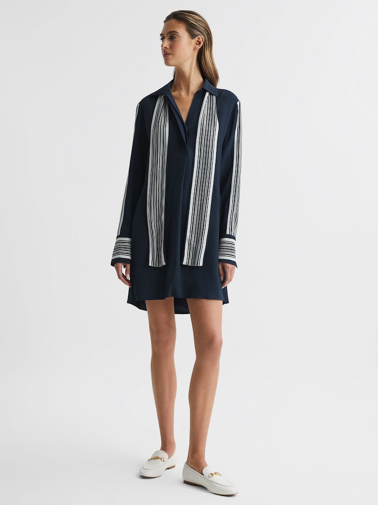 Reiss Navy Ellie Side Stripe Mini Dress - Image 1 of 8