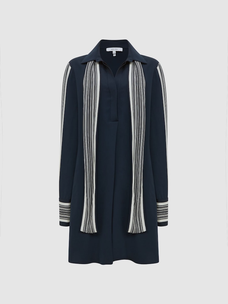 Reiss Navy Ellie Side Stripe Mini Dress - Image 2 of 8