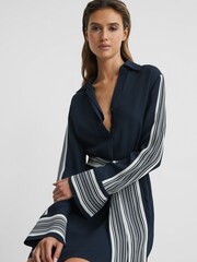 Reiss Navy Ellie Side Stripe Mini Dress - Image 3 of 8