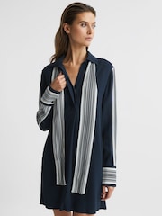 Reiss Navy Ellie Side Stripe Mini Dress - Image 4 of 8
