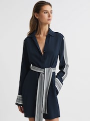 Reiss Navy Ellie Side Stripe Mini Dress - Image 8 of 8