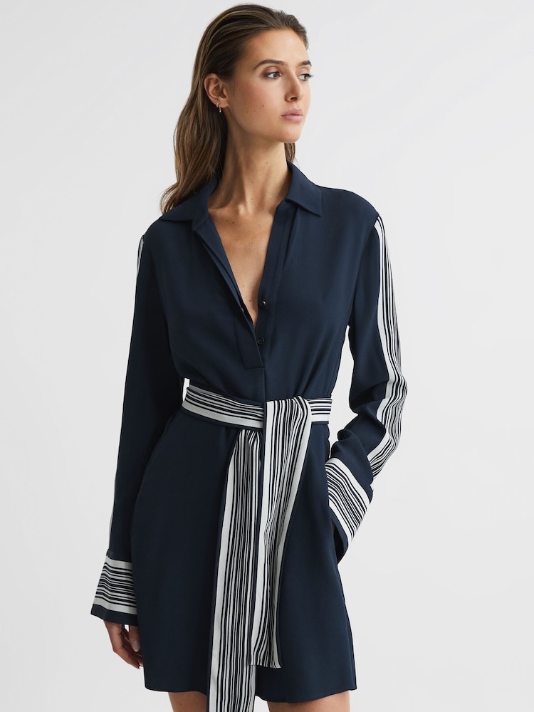 Reiss Navy Ellie Side Stripe Mini Dress - Image 8 of 8