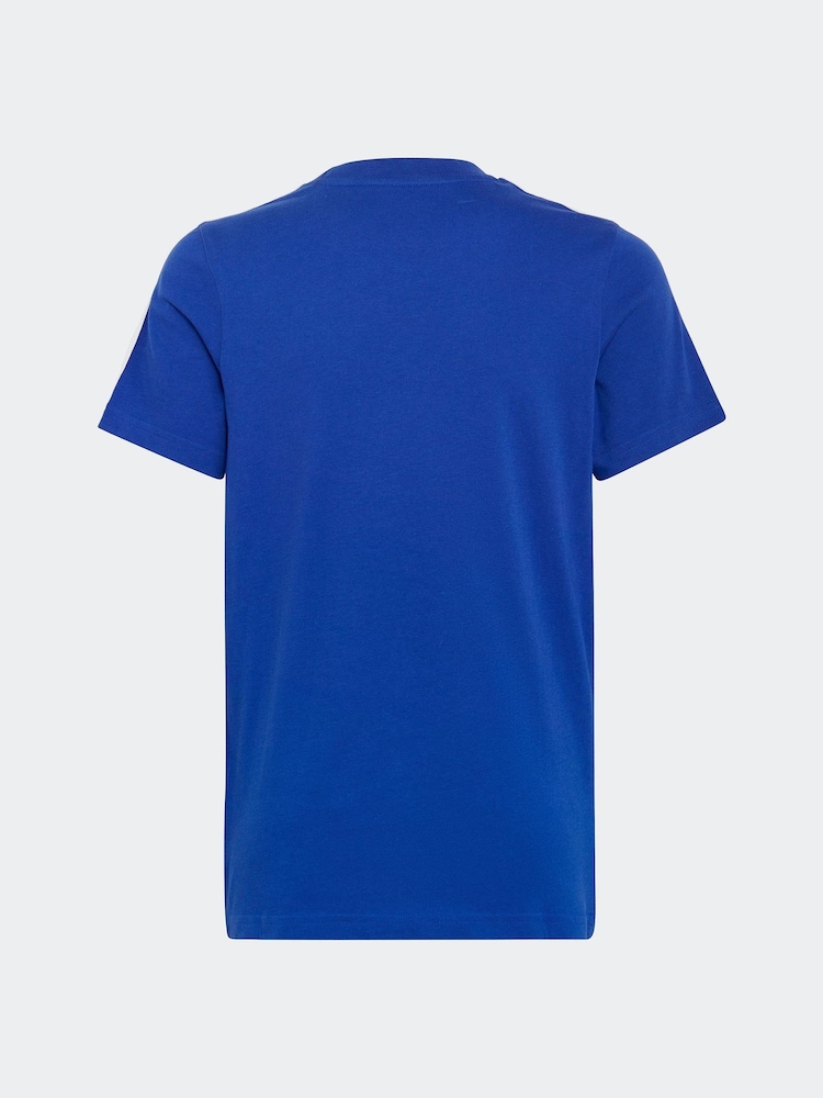 adidas Blue Essentials 3 Stripes 100% Cotton T-Shirt - Image 2 of 5