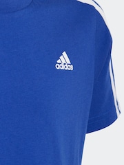 adidas Blue Essentials 3 Stripes 100% Cotton T-Shirt - Image 3 of 5