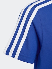 adidas Blue Essentials 3 Stripes 100% Cotton T-Shirt - Image 5 of 5