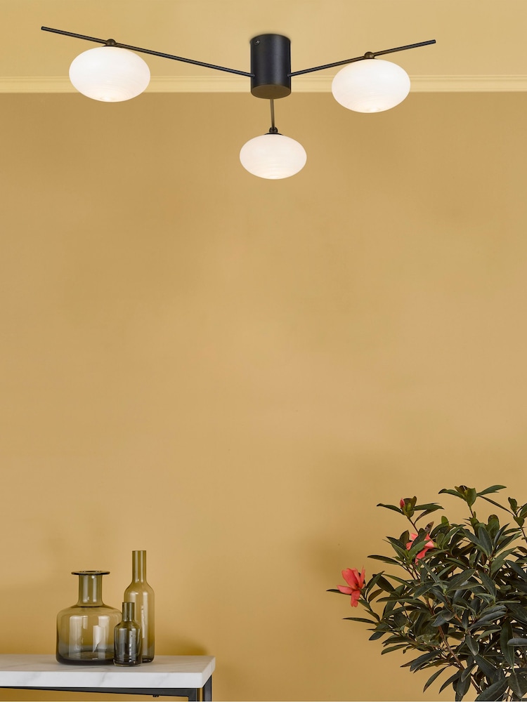 Dar Lighting Black Jasper 3 Light Flush Ceiling Light - Image 1 of 5