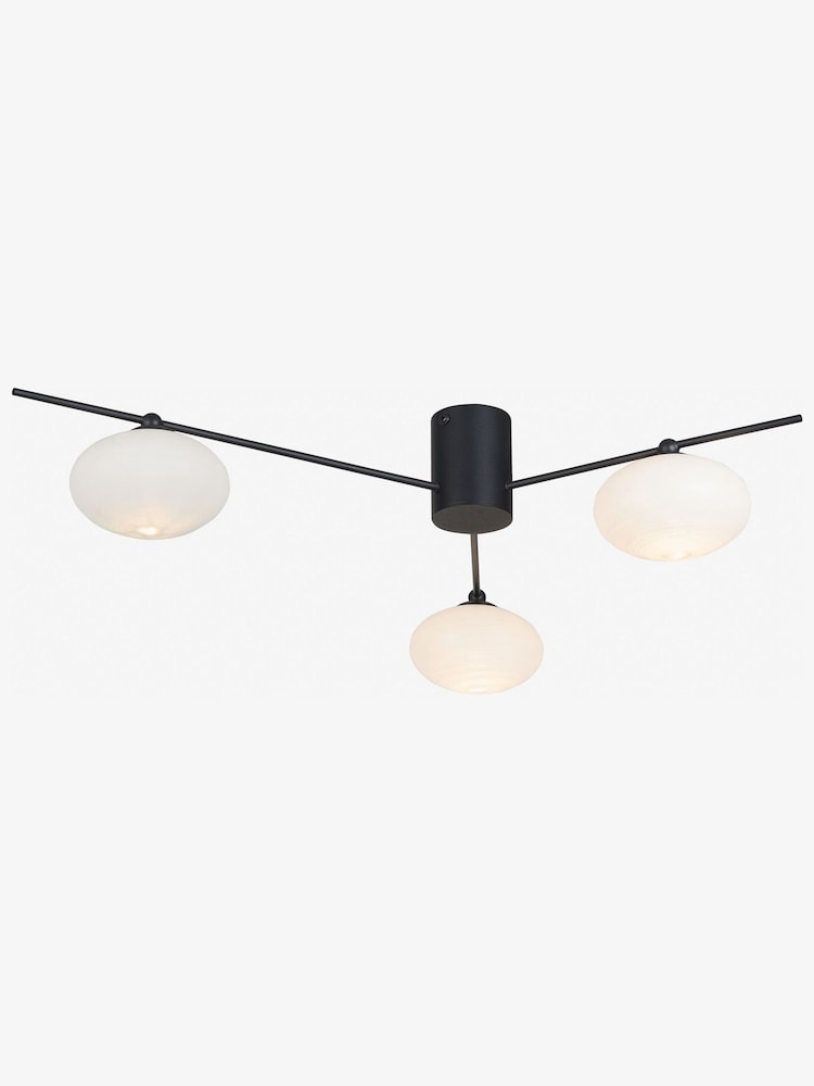 Dar Lighting Black Jasper 3 Light Flush Ceiling Light - Image 2 of 5