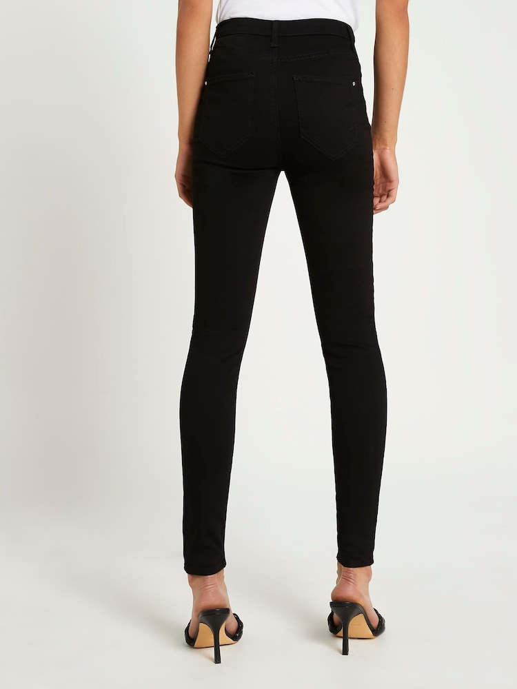 Dark Black - River Island джинсы скинни с завышенной талией - Изображение 2 из 5
