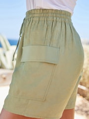 Sage Green Shine Utility Shorts with Pockets - Image 4 of 5