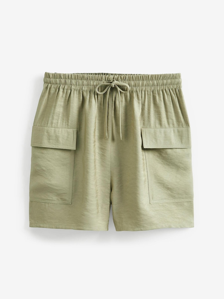 Sage Green Shine Utility Shorts with Pockets - Image 5 of 5