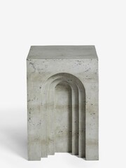 Grey Travertine Effect Side Table - Image 2 of 4