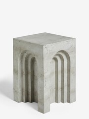 Grey Travertine Effect Side Table - Image 3 of 4