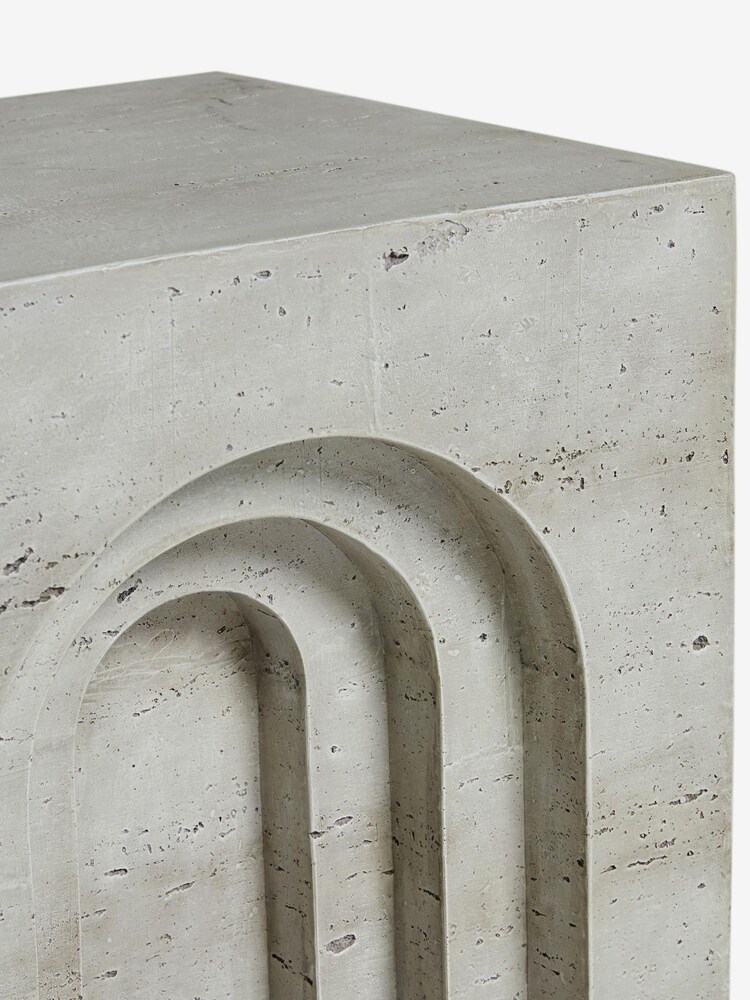 Grey Travertine Effect Side Table - Image 4 of 4