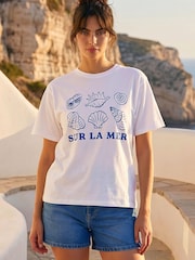 Roman White Shell Placement Stretch T-Shirt - Image 2 of 4
