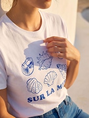Roman White Shell Placement Stretch T-Shirt - Image 4 of 4