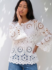 Roman White Crochet Top - Image 1 of 4
