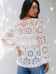 Roman White Crochet Top - Image 2 of 4
