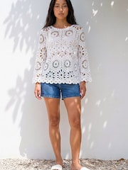 Roman White Crochet Top - Image 3 of 4