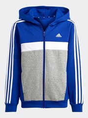 adidas Dark Blue Kids Sportswear Tiberio 3-Stripes Colourblock Fleece Tracksuit - Image 3 of 8
