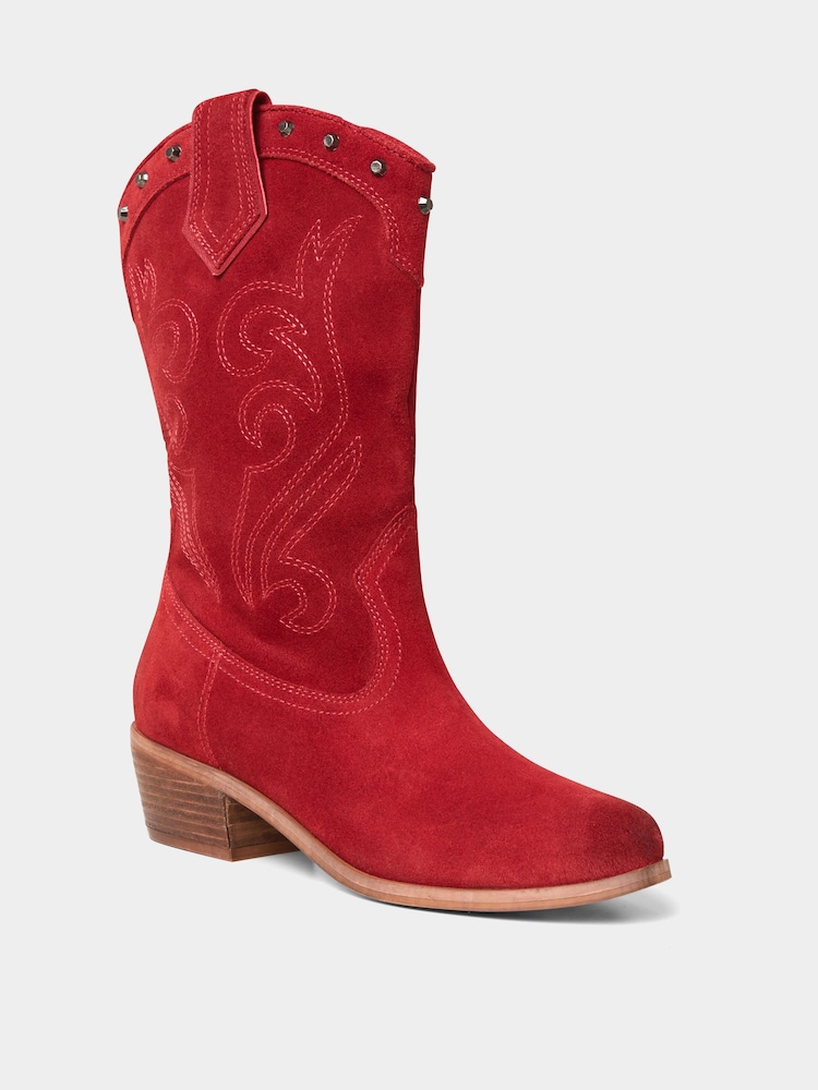 Joe Browns Red Bourbon Street Suede Boots - Image 2 of 4