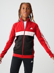 adidas Red Sportswear Essentials 3-Stripes Tiberio Tracksuit - Image 1 of 7