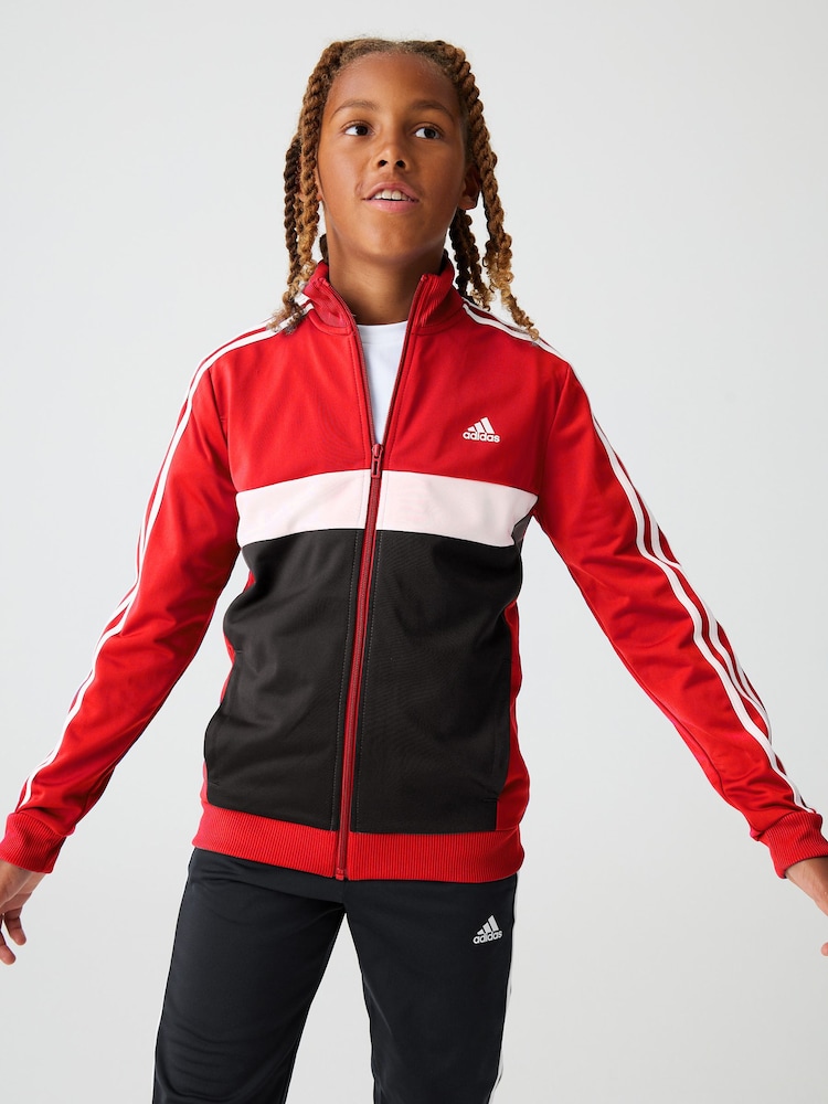 adidas Red Sportswear Essentials 3-Stripes Tiberio Tracksuit - Image 1 of 7