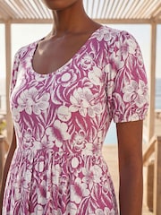 Roman Purple Petite Floral Print Frill Midi Dress - Image 4 of 4