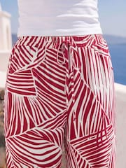 Roman Red Petite Print Linen Blend Cropped Trousers - Image 4 of 4