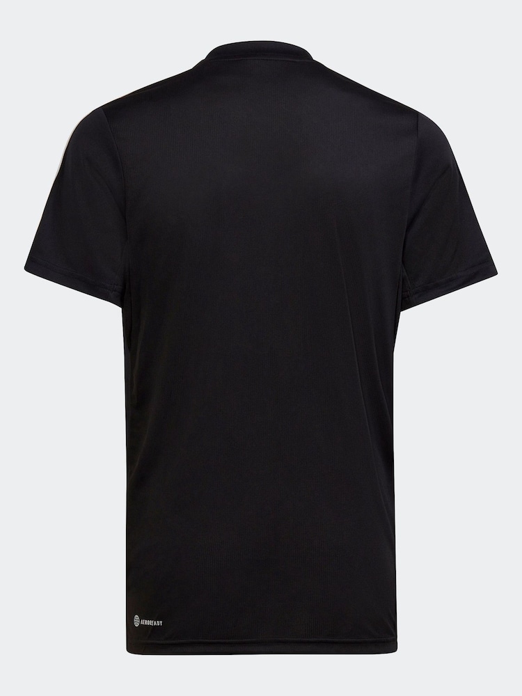 adidas Dark Black Sportswear Junior Train Essentials AEROREADY 3-Stripes Regular-Fit T-Shirt - Image 2 of 6