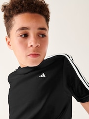 adidas Dark Black Sportswear Junior Train Essentials AEROREADY 3-Stripes Regular-Fit T-Shirt - Image 6 of 6