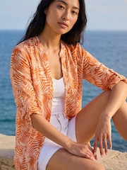 Roman Orange Petite Leaf Print Longline Shirt - Image 2 of 4