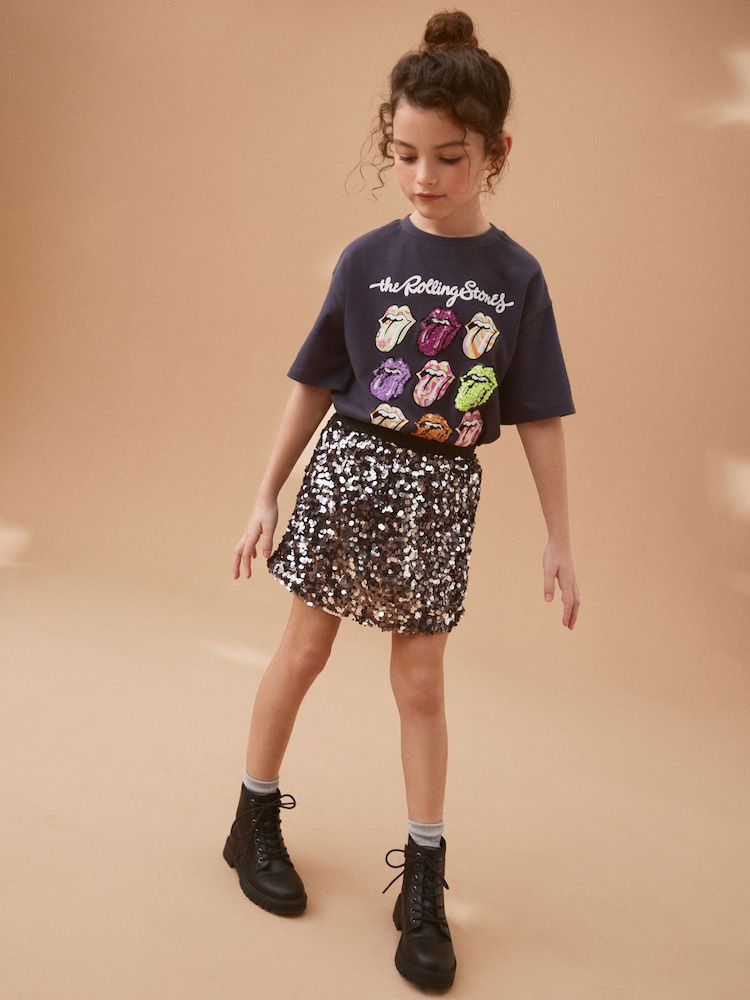 Gunmetal Grey A-Line Sequin Skirt (3-16yrs) - Image 2 of 7