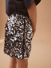 Gunmetal Grey A-Line Sequin Skirt (3-16yrs) - Image 4 of 7