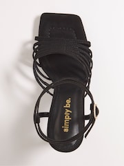 Simply Be Black Ankle Tie Caged Heel Sandals in Extra Wide Fit - Image 3 of 3
